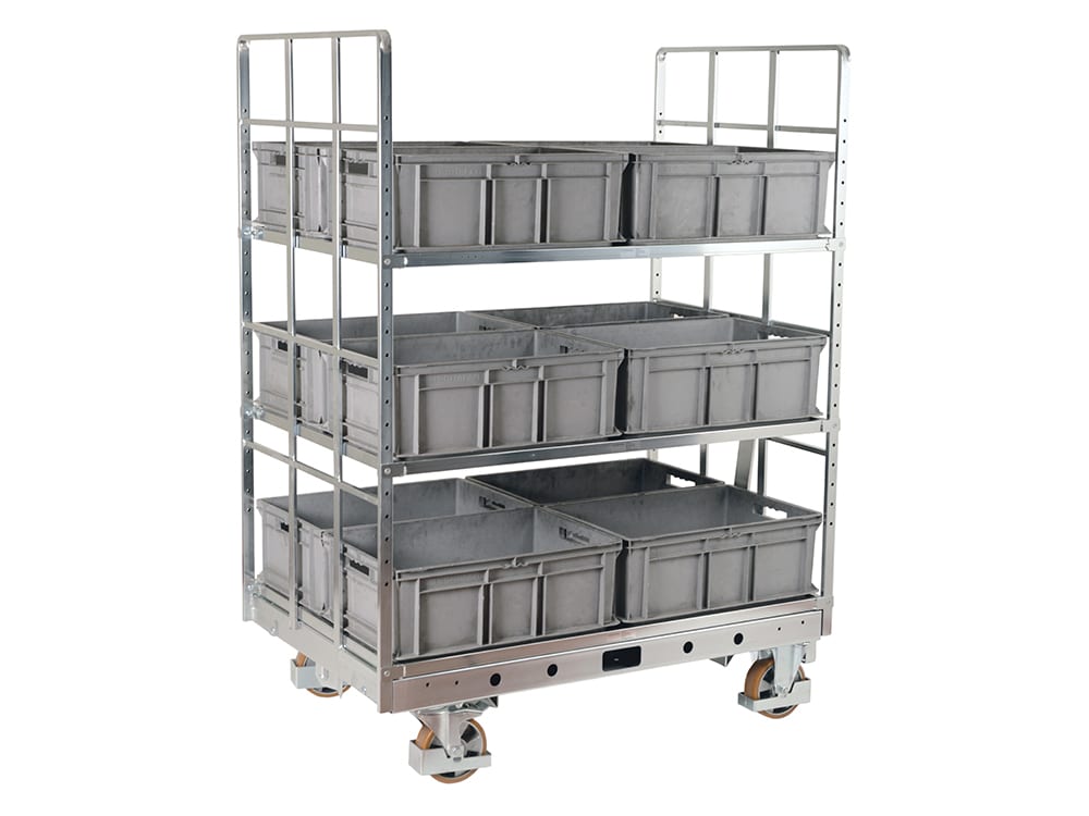 Lean Shelf Wagon bzw. Etagenwagen mit KLT-Boxen