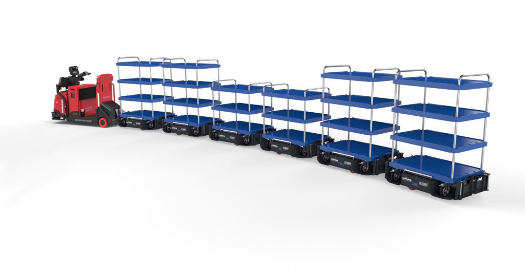 Liftliner tugger train at Raymond