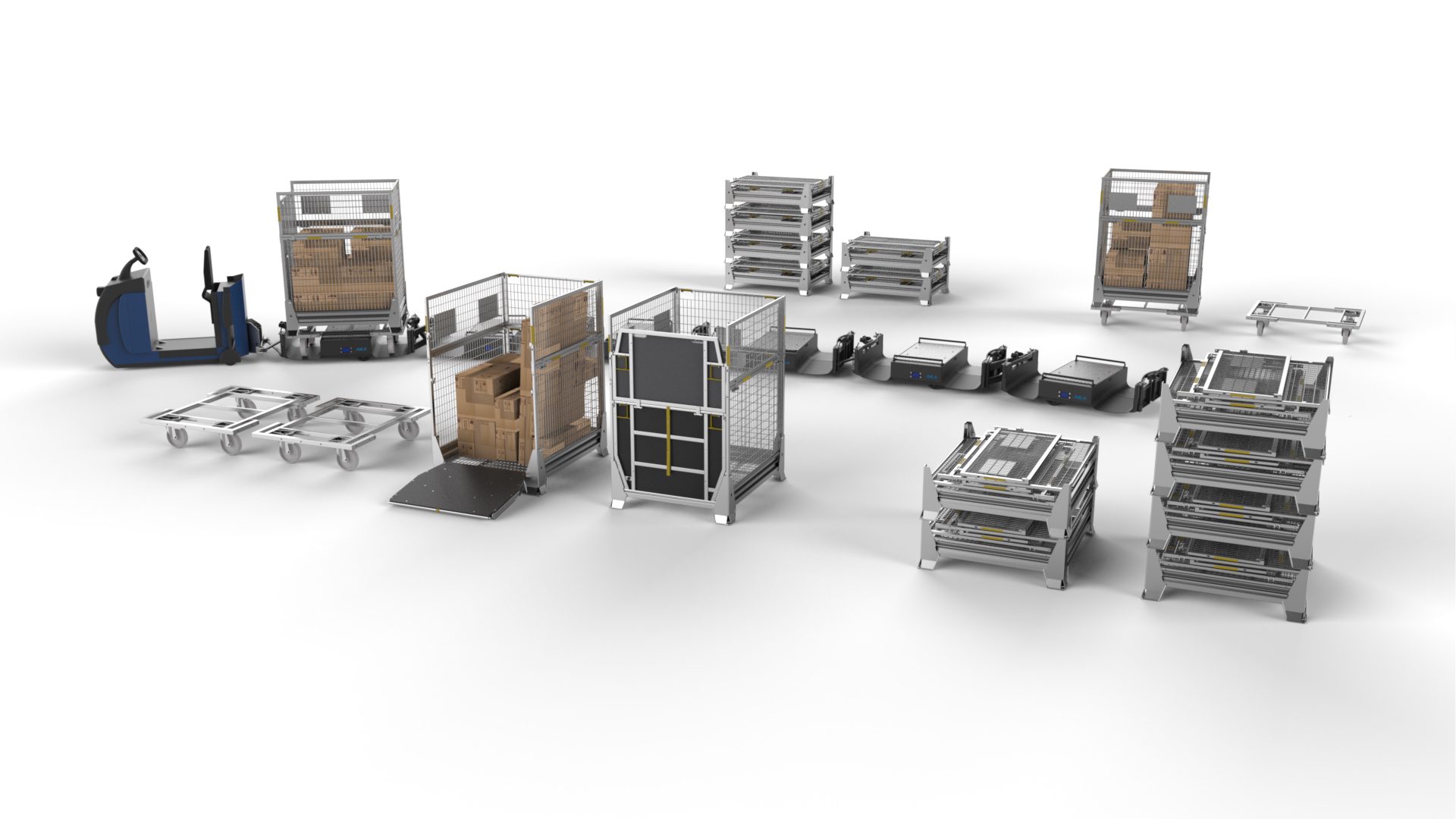 LiftLiner tugger train for parcel operations