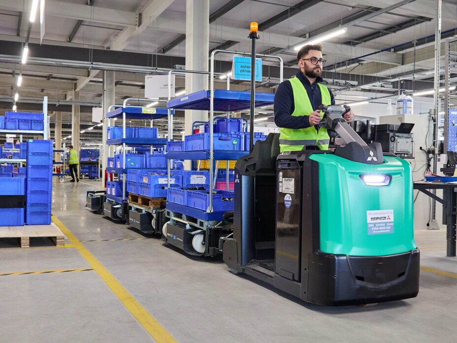 Parvalux is using the LiftLiner tugger train and load carriers from K.Hartwall in their new facility and ensures an efficient order picking and material transport.